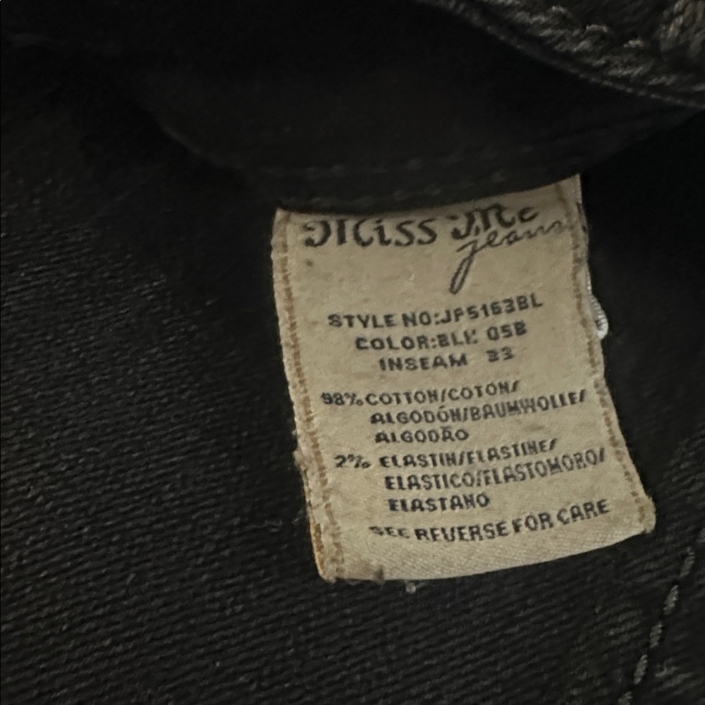 Tate Miss Me Black Denim with Silver Embellished Wings. Like new - Picture 5 of 5